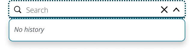 Example of search with no history in dropdown